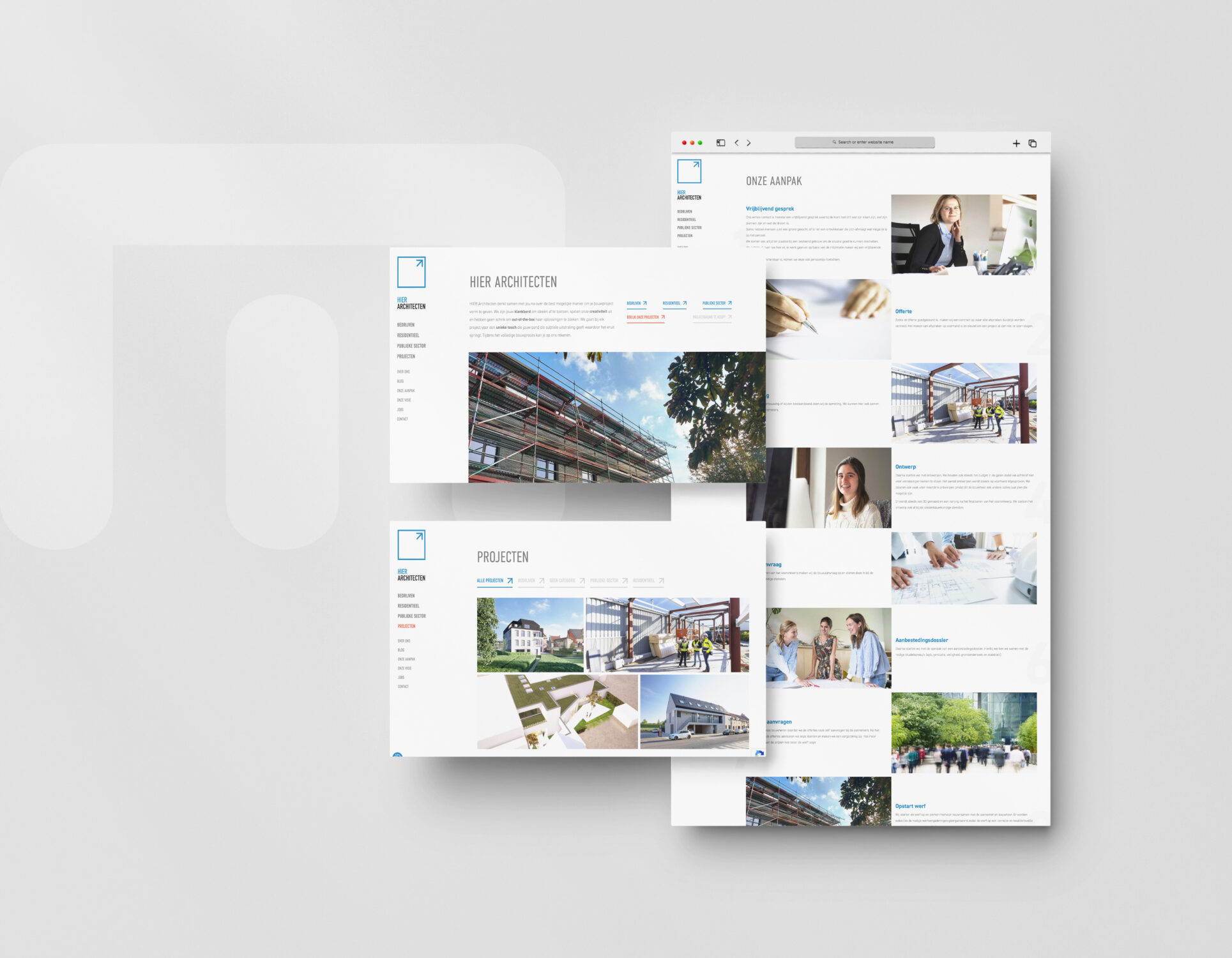 mockup beeld van de website van hierarchitecten.be